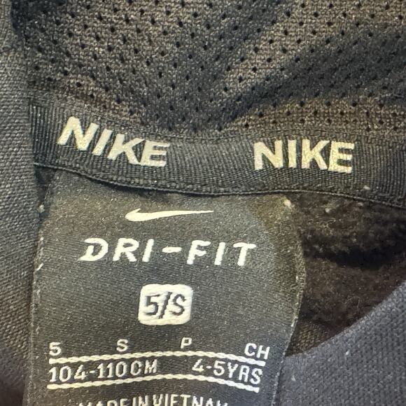 Nike Dri Fit Hooded Sweatshirt Girls Sz 5 Small Black Pink Logo Kangaroo Pocket - Picture 5 of 6